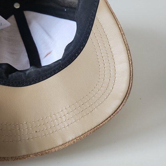 OLIVE & PIQUE | Genuine leather suede hat beige adjustable - Picture 4 of 5